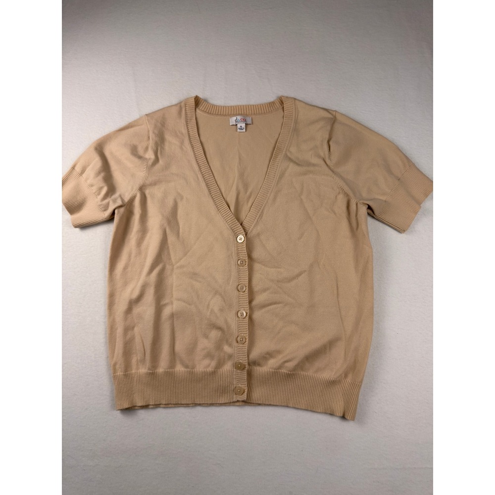 D&Co. Essentials Womens Tan Beige Short Sleeve Button Front Cardigan Sweater XL